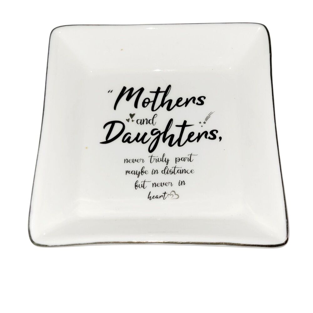 Ceramic Trinket Dish for Women Mothers And Daughters Never Truly Part White
